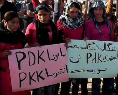 Kurdish-yazidi-women-demonstrate-against-Barzanis-KDP-2015-photo-anf