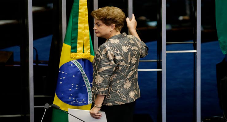  President Dilma Rousseff before testifying at the Senate on Monday during her impeachment trial in Brasília. Credit Igo Estrela/Getty Images 