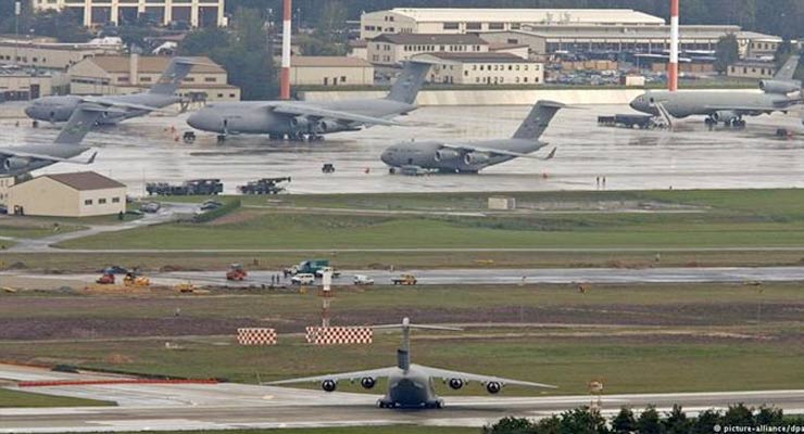 This file photo shows a view of Ramstein Air Base in southwestern German.